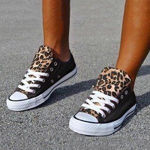 Round-Toed Sneakers -Leopard Tongues/White Laces